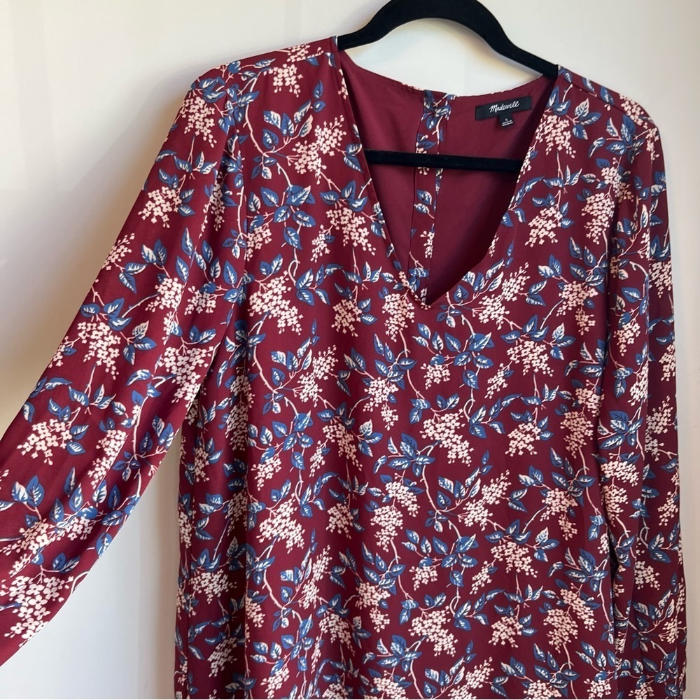 Madewell Red Sheath Dress V-Neck Long Sleeve - Size Large - Picture 7 of 16